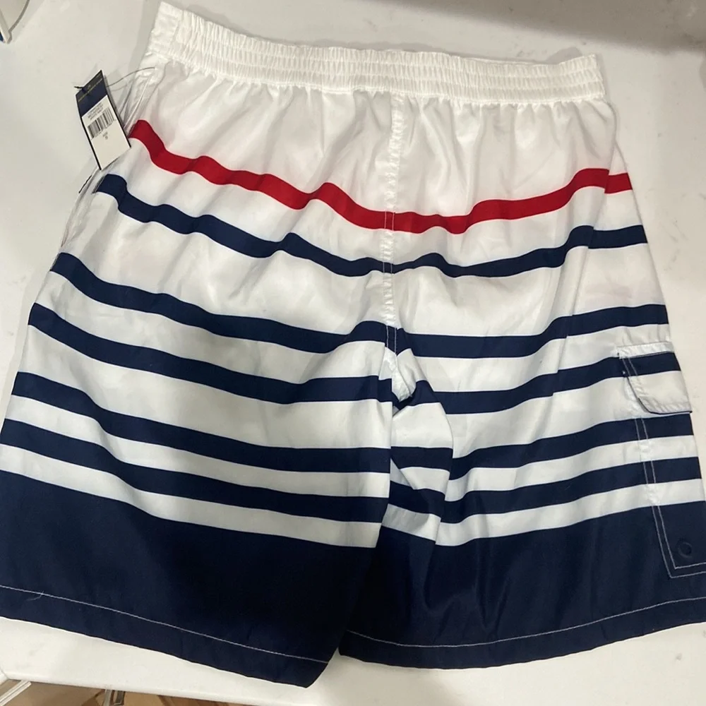 Polo Ralph Lauren Swim Trunks Mens Small Blue White Red Striped Board Shorts NWT - Picture 11 of 15